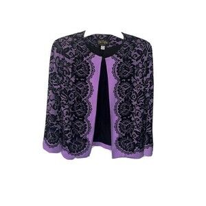 Bob Mackie Wearable Art Open Jacket Lilac‎ Black Ladies XXS